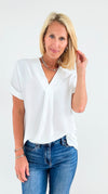 The Jetsetter Blouse - Off White-110 short Sleeve Top-2 Hearts-Coastal Bloom Boutique, find the trendiest versions of the popular styles and looks Located in Indialantic, FL
