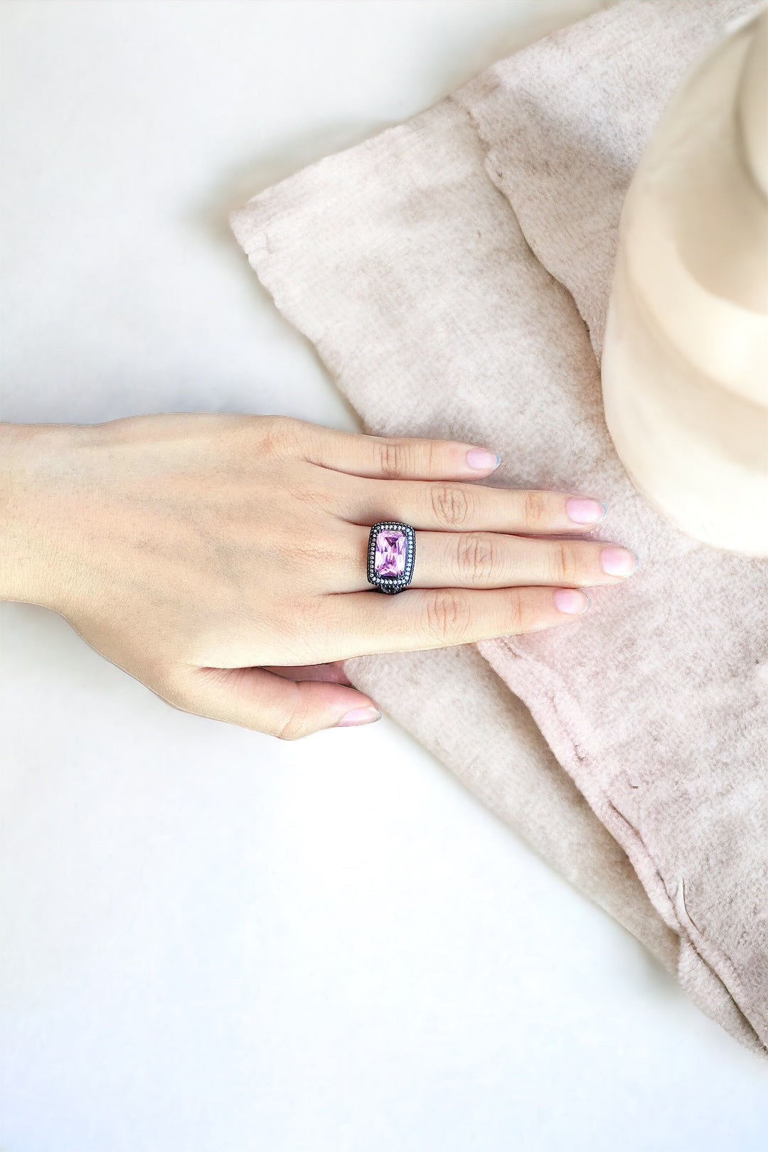Pink Mega Gunmetal Ring-230 Jewelry-CBALY-Coastal Bloom Boutique, find the trendiest versions of the popular styles and looks Located in Indialantic, FL