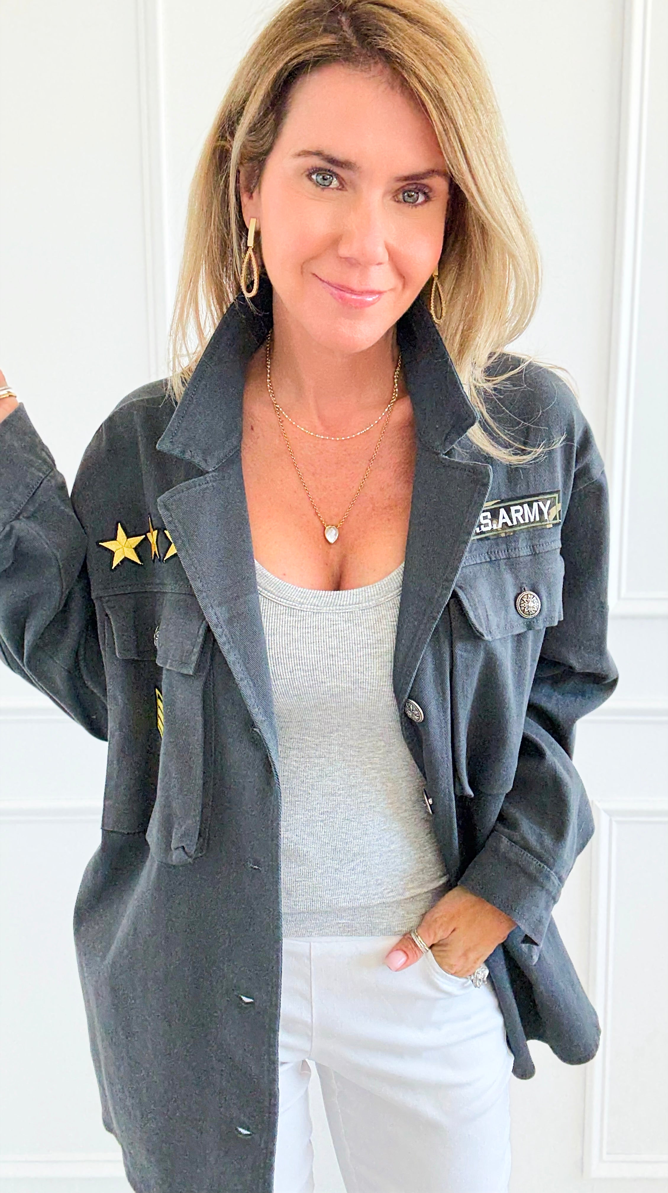 Ranked-Up Italian Jacket- Dark Gray-160 Jackets-V SKY-Coastal Bloom Boutique, find the trendiest versions of the popular styles and looks Located in Indialantic, FL