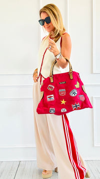 Patch Perfect Italian Tote Bag- Red-240 Bags-DEDA SRL-Coastal Bloom Boutique, find the trendiest versions of the popular styles and looks Located in Indialantic, FL