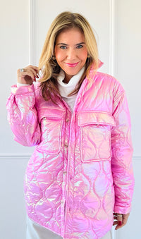 Glowing Luxe Puffer Jacket - Pink-140 Sweaters-Rousseau-Coastal Bloom Boutique, find the trendiest versions of the popular styles and looks Located in Indialantic, FL