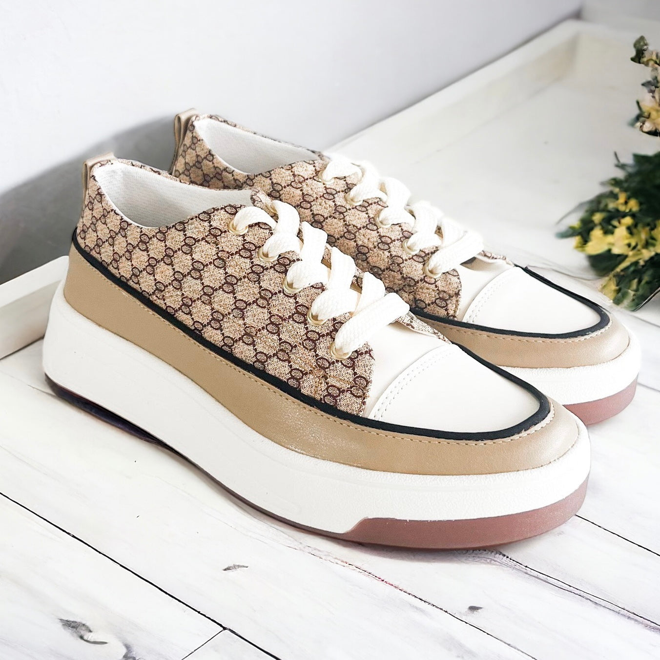 Uptown Girl Sneakers - Tan-250 Shoes-MAKER'S SHOES-Coastal Bloom Boutique, find the trendiest versions of the popular styles and looks Located in Indialantic, FL
