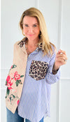 Stripes & Petals Wild Italian Blouse-110 Long Sleeve Tops-Italianissimo-Coastal Bloom Boutique, find the trendiest versions of the popular styles and looks Located in Indialantic, FL