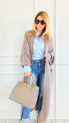 Sugar High Long Italian Cardigan - Mocha-150 Cardigans/Layers-Italianissimo-Coastal Bloom Boutique, find the trendiest versions of the popular styles and looks Located in Indialantic, FL