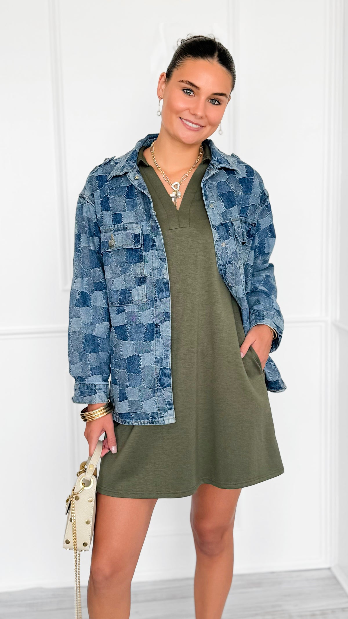 Lounge & Wander Polo Dress - Olive-200 Dresses/Jumpsuits/Rompers-JODIFL-Coastal Bloom Boutique, find the trendiest versions of the popular styles and looks Located in Indialantic, FL