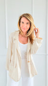 Glow Linen Italian Blazer-160 Jackets-SEÑORITA C-Coastal Bloom Boutique, find the trendiest versions of the popular styles and looks Located in Indialantic, FL