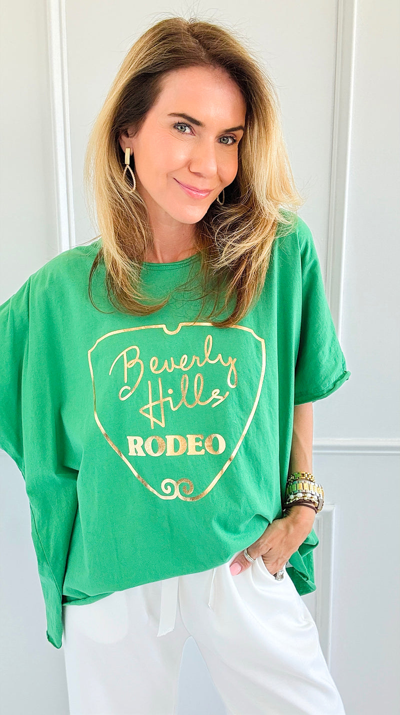 Rodeo Luxe Italian T-Shirt- Kelly Green-110 Short Sleeve Tops-Italianissimo-Coastal Bloom Boutique, find the trendiest versions of the popular styles and looks Located in Indialantic, FL