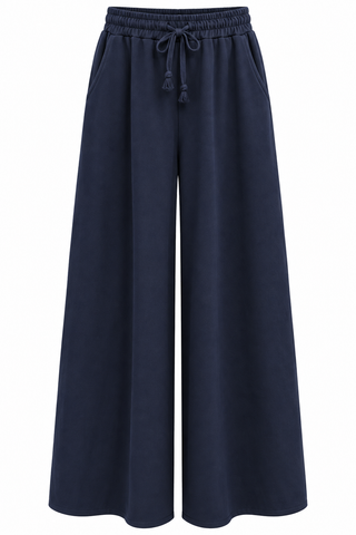 Relaxed Flare-Leg Italian Pant- Navy
