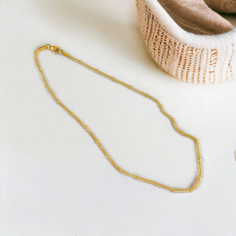 Stainless Steel Box Chain Bean Station Necklace-230 Jewelry-NYC-Coastal Bloom Boutique, find the trendiest versions of the popular styles and looks Located in Indialantic, FL
