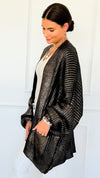 Mirrored Metallic Sugar High Italian Cardigan- Navy/Gold-150 Cardigan Layers-Italianissimo-Coastal Bloom Boutique, find the trendiest versions of the popular styles and looks Located in Indialantic, FL