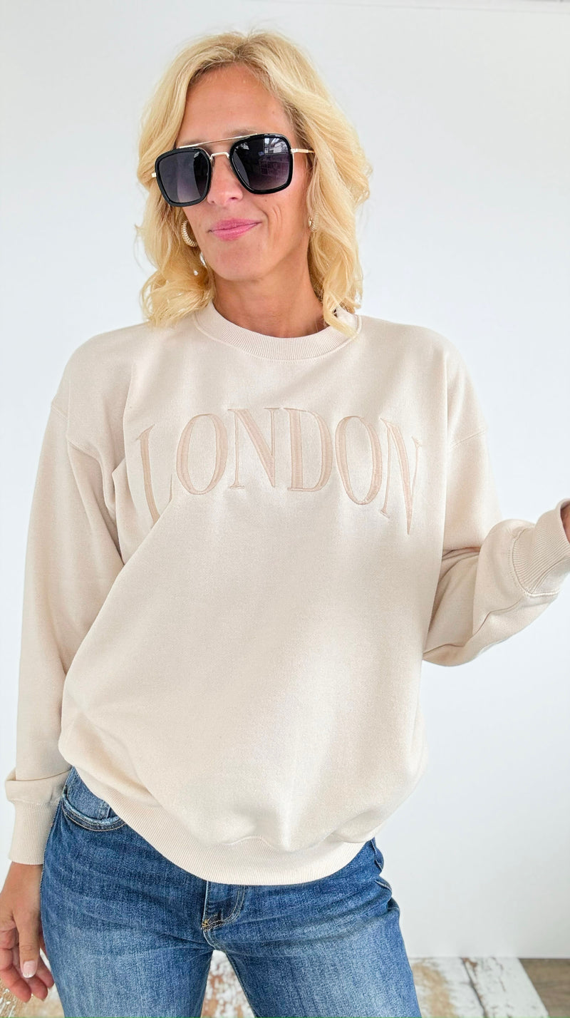 London Relaxed Fleece Sweatshirt-140 Sweaters-reflex-Coastal Bloom Boutique, find the trendiest versions of the popular styles and looks Located in Indialantic, FL