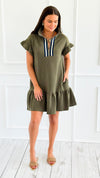Jet Set Go Quilted Zip Mini Dress - Olive-200 Dresses/Jumpsuits/Rompers-she + sky-Coastal Bloom Boutique, find the trendiest versions of the popular styles and looks Located in Indialantic, FL