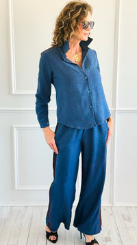 Leopard Ribbon Italian Pant Set-210 Loungewear/Sets-Mitica & Co-Coastal Bloom Boutique, find the trendiest versions of the popular styles and looks Located in Indialantic, FL