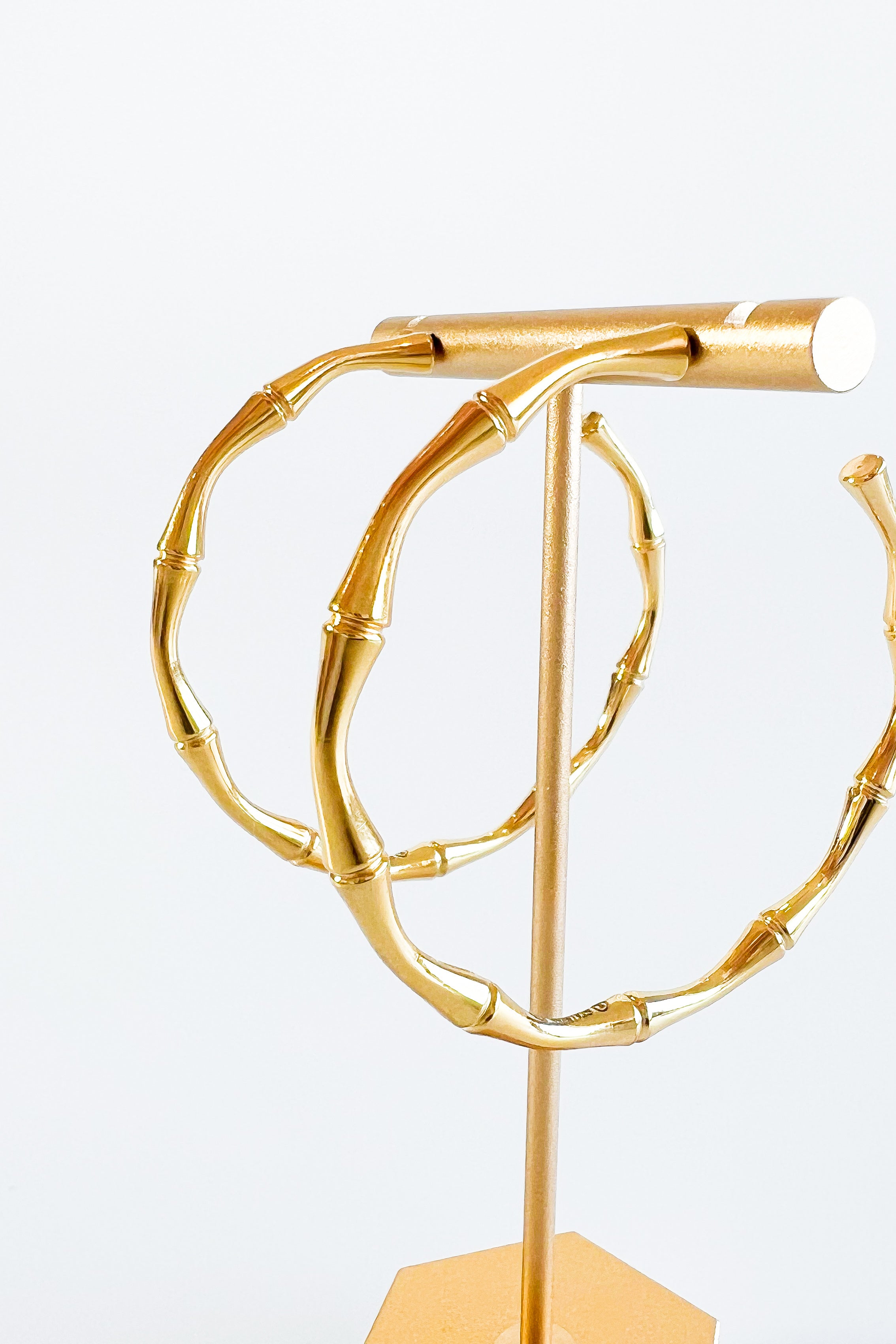 Stainless Steel Bamboo Hoop Earrings-230 Jewelry-NYC-Coastal Bloom Boutique, find the trendiest versions of the popular styles and looks Located in Indialantic, FL