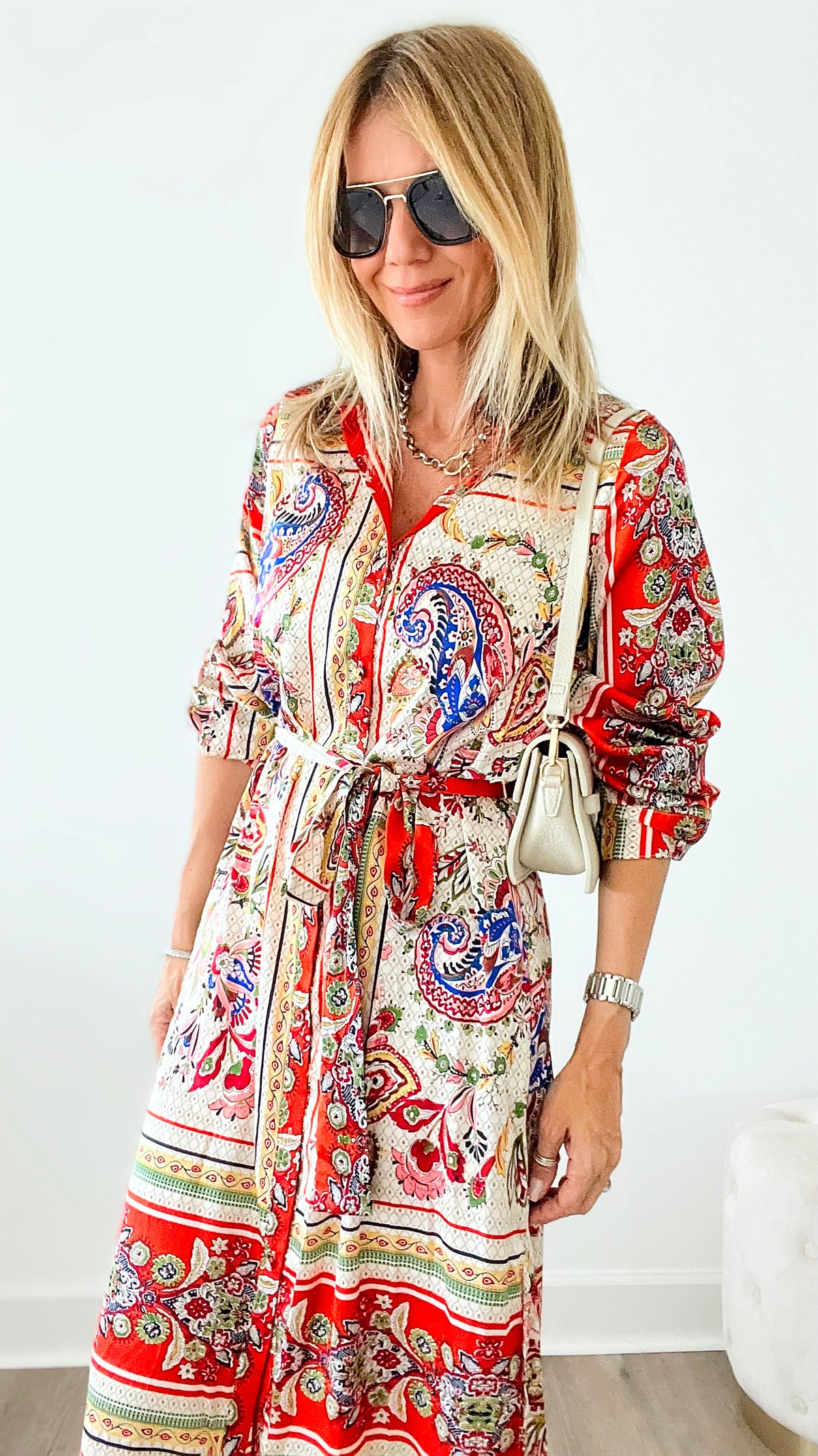 Silky Tuscany Tie Waist Shirt Dress-200 Dresses/Jumpsuits/Rompers-Fate Inc-Coastal Bloom Boutique, find the trendiest versions of the popular styles and looks Located in Indialantic, FL