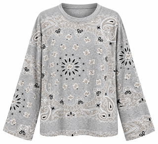Bandana Social Club Italian Long Sleeve Top - Grey