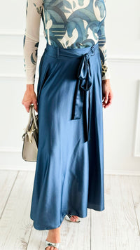 Azure Dream Italian Maxi Skirt- Slate Blue-170 Bottoms-AZUL MONACO-Coastal Bloom Boutique, find the trendiest versions of the popular styles and looks Located in Indialantic, FL