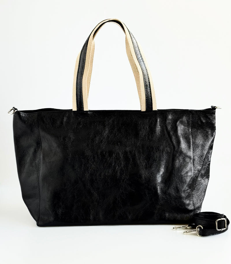 Italian Crimson Luxe Tote Bag-Black-240 Bags-DEDA LEATHER-Coastal Bloom Boutique, find the trendiest versions of the popular styles and looks Located in Indialantic, FL