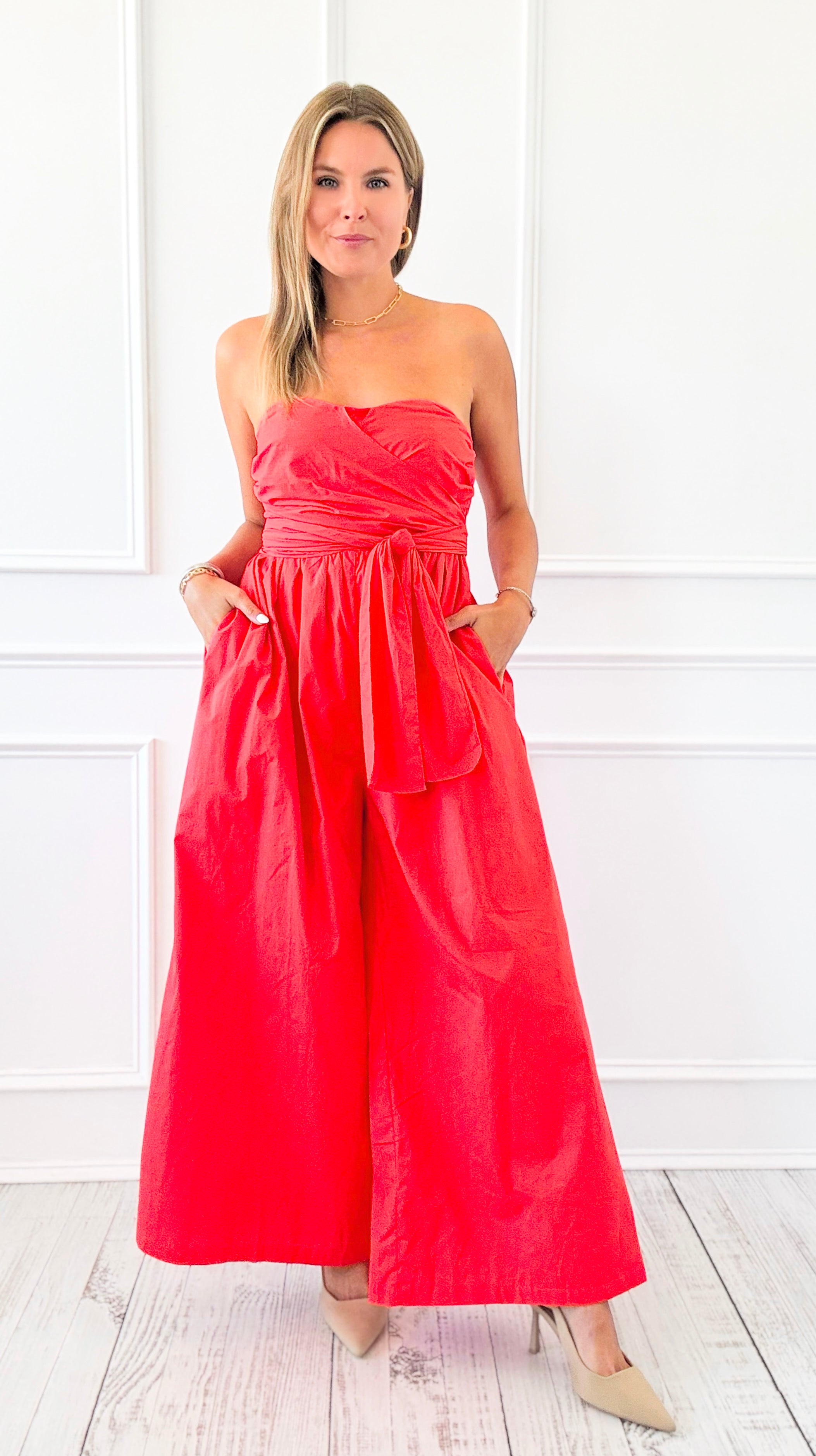 Firestarter Wrap Wide-Leg Jumpsuit-200 Dresses/Jumpsuits/Rompers-listicle-Coastal Bloom Boutique, find the trendiest versions of the popular styles and looks Located in Indialantic, FL