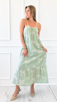 Sunset Palms Braided Strap Maxi Dress - Sage-200 Dresses/Jumpsuits/Rompers-VERY J-Coastal Bloom Boutique, find the trendiest versions of the popular styles and looks Located in Indialantic, FL