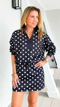 Whimsical Polka Whisper Two-Piece Set - Black