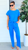 Elevated Relaxed Wide-Leg Pants - Ocean Blue-100 Pants-Rae Mode-Coastal Bloom Boutique, find the trendiest versions of the popular styles and looks Located in Indialantic, FL