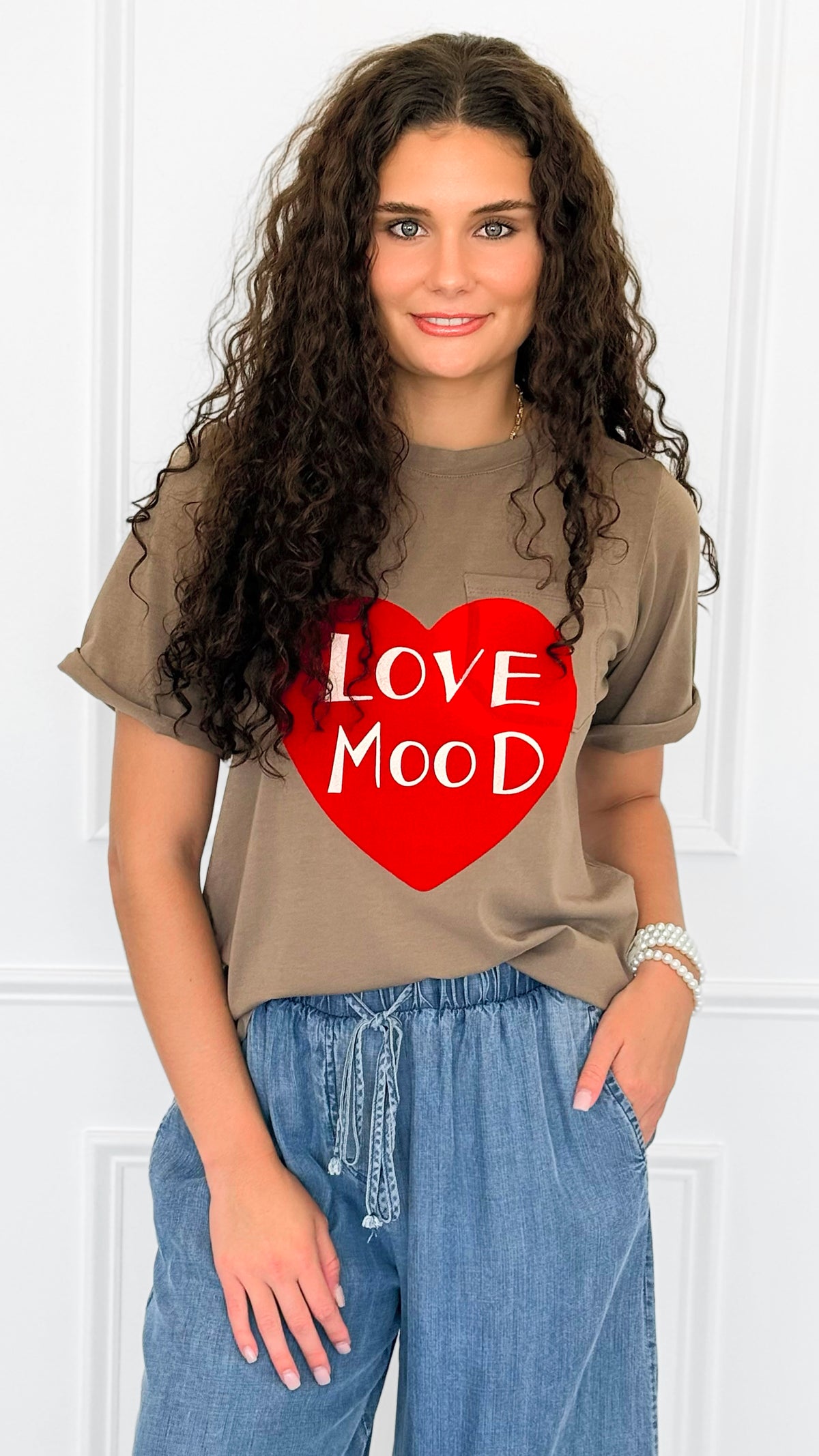 Love Mood Italian Graphic tee- Camel-110 short Sleeve Top-V SKY-Coastal Bloom Boutique, find the trendiest versions of the popular styles and looks Located in Indialantic, FL