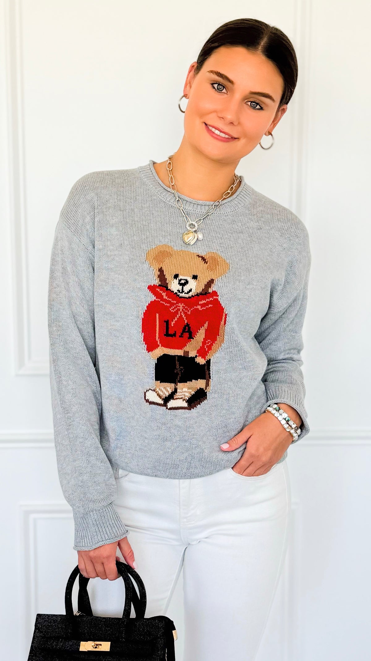 City Explorer Bear Sweater - H Grey-140 Sweaters-Gilli-Coastal Bloom Boutique, find the trendiest versions of the popular styles and looks Located in Indialantic, FL
