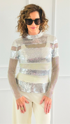Shimmer Lines Long Sleeve Top-130 Long Sleeve Tops-JJ'S FAIRYLAND-Coastal Bloom Boutique, find the trendiest versions of the popular styles and looks Located in Indialantic, FL