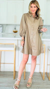 Classic Soft Vegan Leather Tunic - Taupe-200 dresses/jumpsuits/rompers-Dolce Cabo-Coastal Bloom Boutique, find the trendiest versions of the popular styles and looks Located in Indialantic, FL