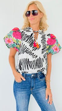 Spring Embroidered Puff Sleeve Blouse-110 Short Sleeve Tops-THML-Coastal Bloom Boutique, find the trendiest versions of the popular styles and looks Located in Indialantic, FL