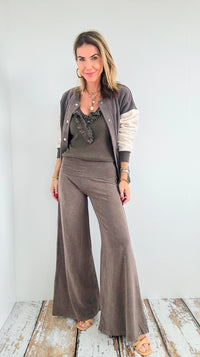 Mineral Wash Wide Leg Pants-Desert Taupe-170 Bottoms-Chatoyant-Coastal Bloom Boutique, find the trendiest versions of the popular styles and looks Located in Indialantic, FL