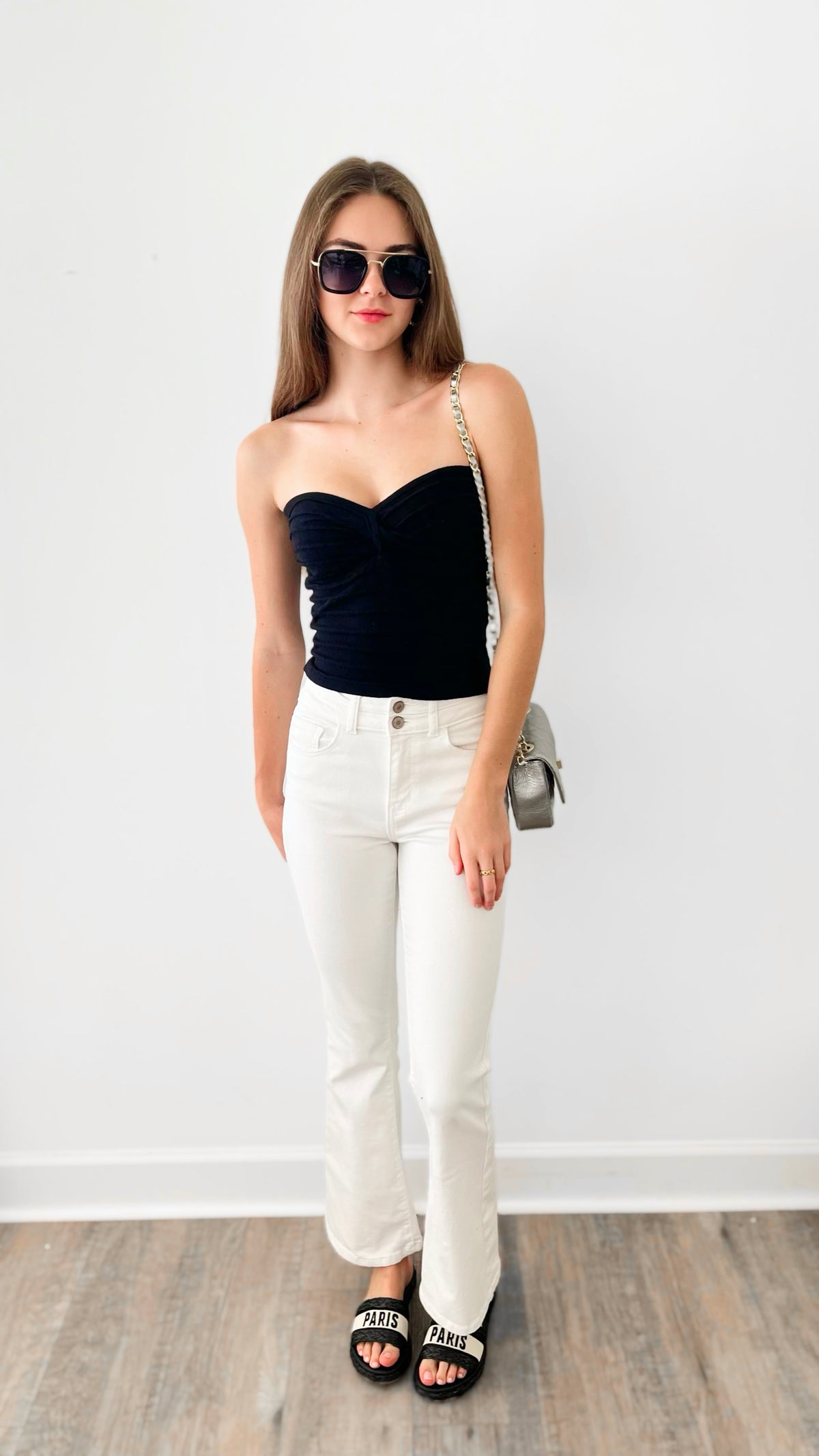 Twist Front Sweater Tube Top - Black-100 Sleeveless Tops-MISS LOVE-Coastal Bloom Boutique, find the trendiest versions of the popular styles and looks Located in Indialantic, FL