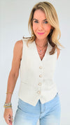 Eternal Grace Tweed Vest - Ivory-100 Sleeveless Tops-Must Have-Coastal Bloom Boutique, find the trendiest versions of the popular styles and looks Located in Indialantic, FL