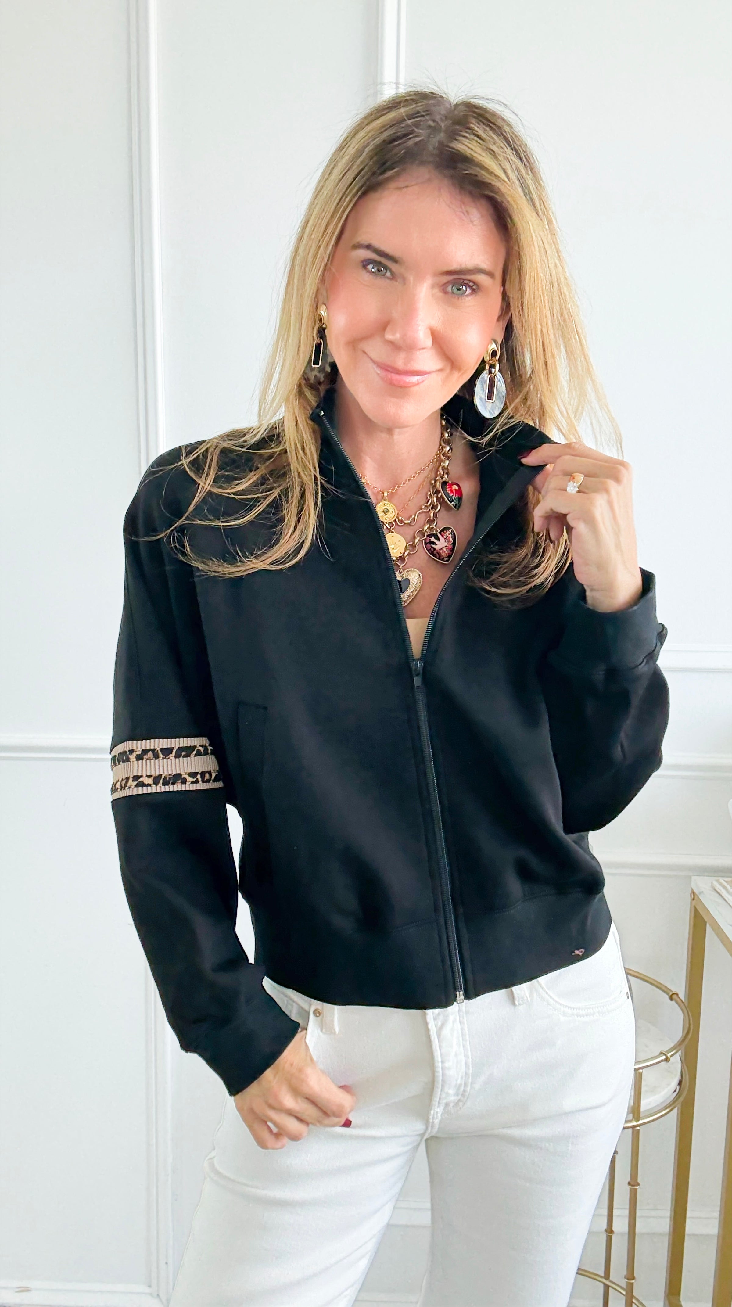 Zip-Front Cropped Lounge Jacket