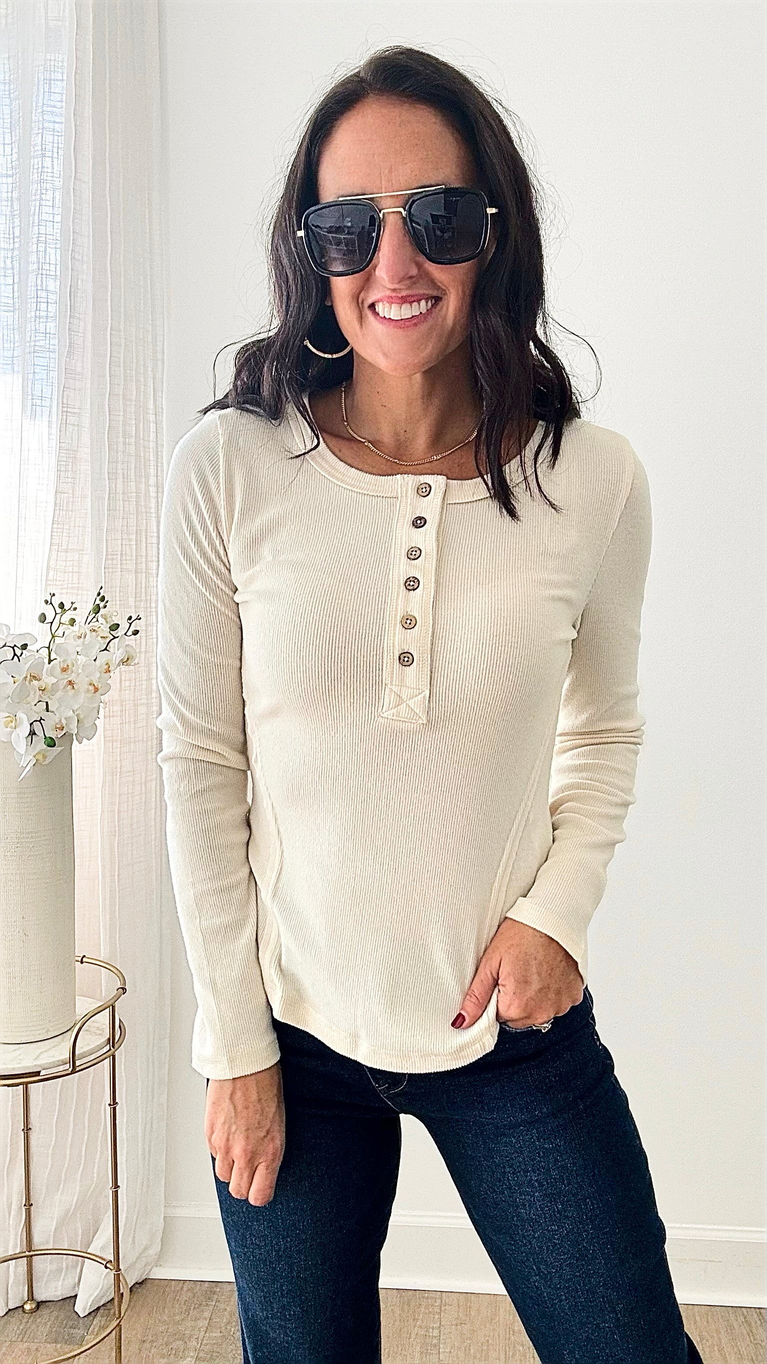 Henley hot sale knit top