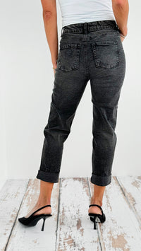 Cuffed Mom Jeans-190 Denim-Blue Age-Coastal Bloom Boutique, find the trendiest versions of the popular styles and looks Located in Indialantic, FL