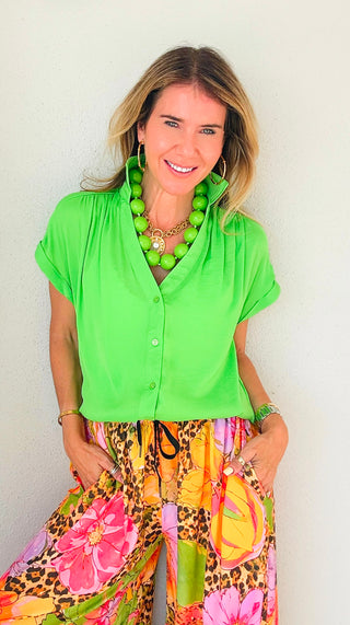 Button Front Top - Green Glow