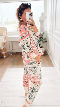 Pink Horse-Block Print Sweatshirt-110 Long Sleeve Tops-L.A SOUL-Coastal Bloom Boutique, find the trendiest versions of the popular styles and looks Located in Indialantic, FL