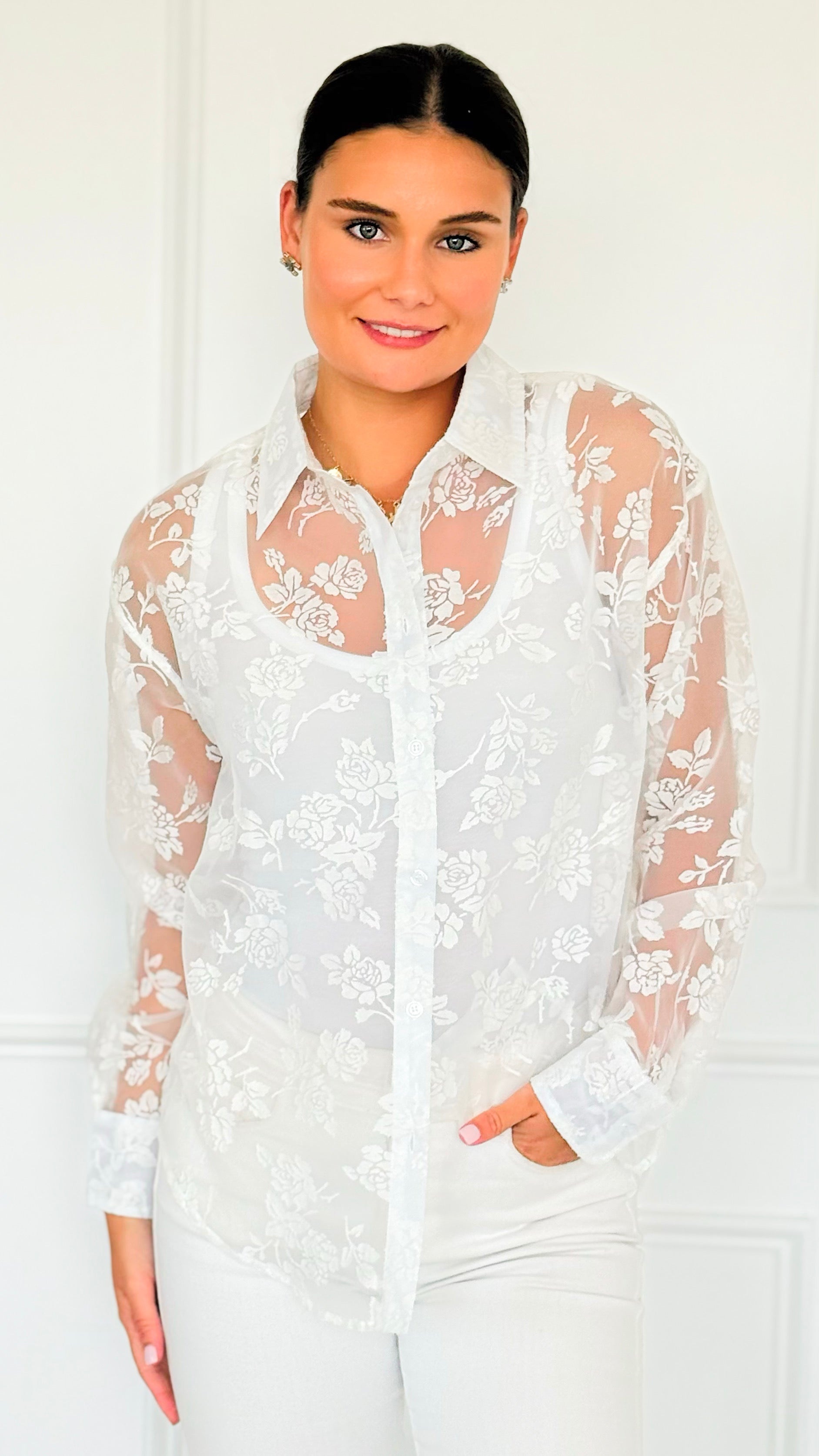 Rose Veil Long Sleeve Top-110 Long Sleeve Tops-sew in love-Coastal Bloom Boutique, find the trendiest versions of the popular styles and looks Located in Indialantic, FL