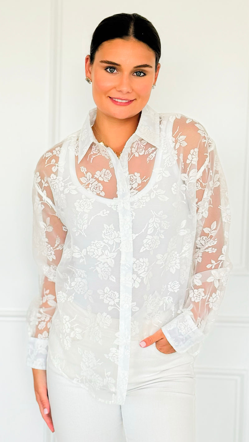 Rose Veil Long Sleeve Top-110 Long Sleeve Tops-sew in love-Coastal Bloom Boutique, find the trendiest versions of the popular styles and looks Located in Indialantic, FL