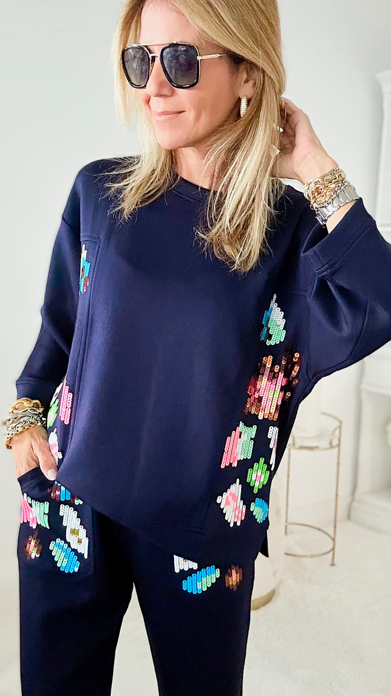 Pop of Color Navy Scuba Top-130 Long Sleeve Tops-Joh Apparel-Coastal Bloom Boutique, find the trendiest versions of the popular styles and looks Located in Indialantic, FL