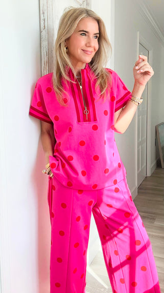 Polka Dot Zip Top