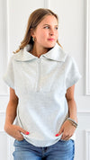 Chic Scuba Half Zip Vest - Light H Grey-110 Short Sleeve Tops-Zenana-Coastal Bloom Boutique, find the trendiest versions of the popular styles and looks Located in Indialantic, FL