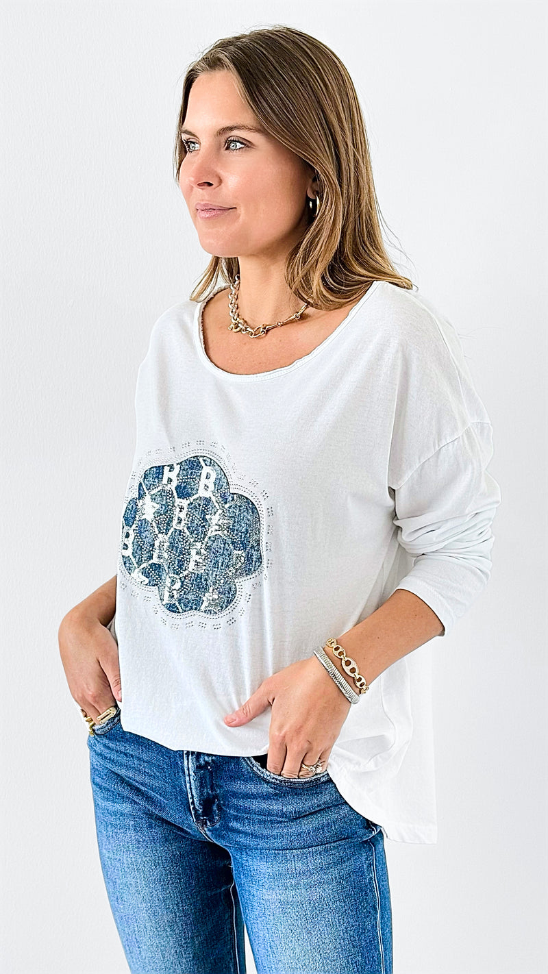 Sparkling Bloom Italian Tee-110 Short Sleeve Tops-Italianissimo-Coastal Bloom Boutique, find the trendiest versions of the popular styles and looks Located in Indialantic, FL