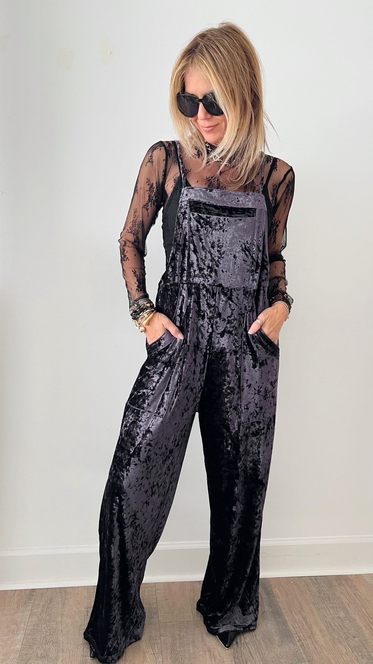 Crushed Velvet Romper-200 dresses/jumpsuits/rompers-J.NNA-Coastal Bloom Boutique, find the trendiest versions of the popular styles and looks Located in Indialantic, FL