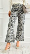 Stretch Wide Leg High Rise Cropped Denim Jean - Snake-190 Denim-Anniewear-Coastal Bloom Boutique, find the trendiest versions of the popular styles and looks Located in Indialantic, FL