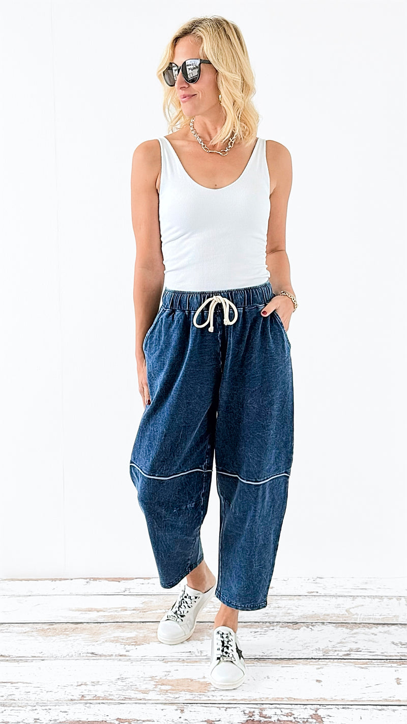 Drawstring Relaxed Denim Joggers-180 Joggers-Mono B-Coastal Bloom Boutique, find the trendiest versions of the popular styles and looks Located in Indialantic, FL