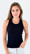 Essential Ribbed Racerback Tank- Black-100 Sleeveless Tops-Mono B-Coastal Bloom Boutique, find the trendiest versions of the popular styles and looks Located in Indialantic, FL