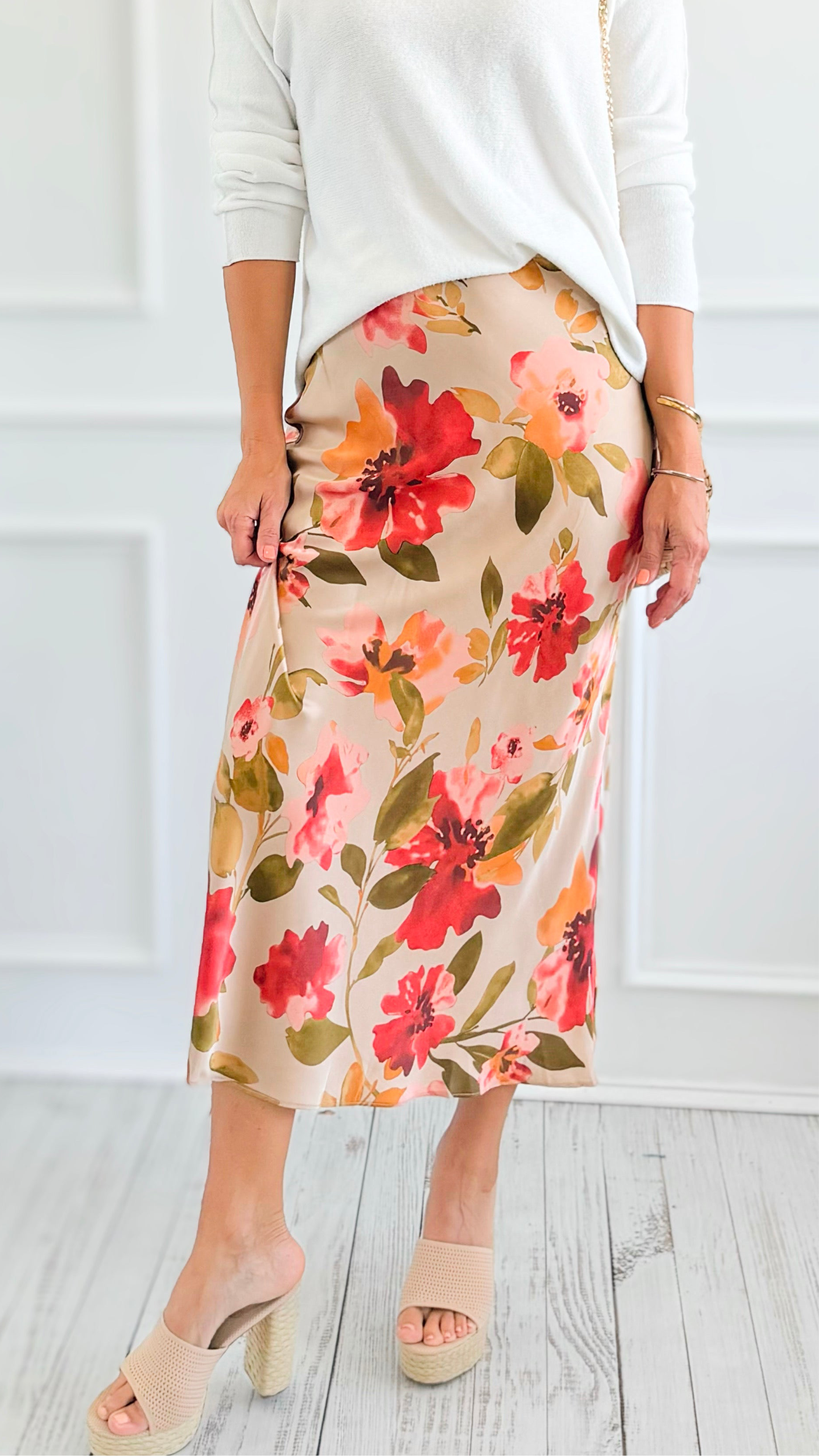 Floral Bias-Cut Maxi Skirt-170 Bottoms-In February-Coastal Bloom Boutique, find the trendiest versions of the popular styles and looks Located in Indialantic, FL
